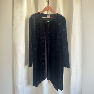 VTG Black Velvet Duster with Glittery Florals